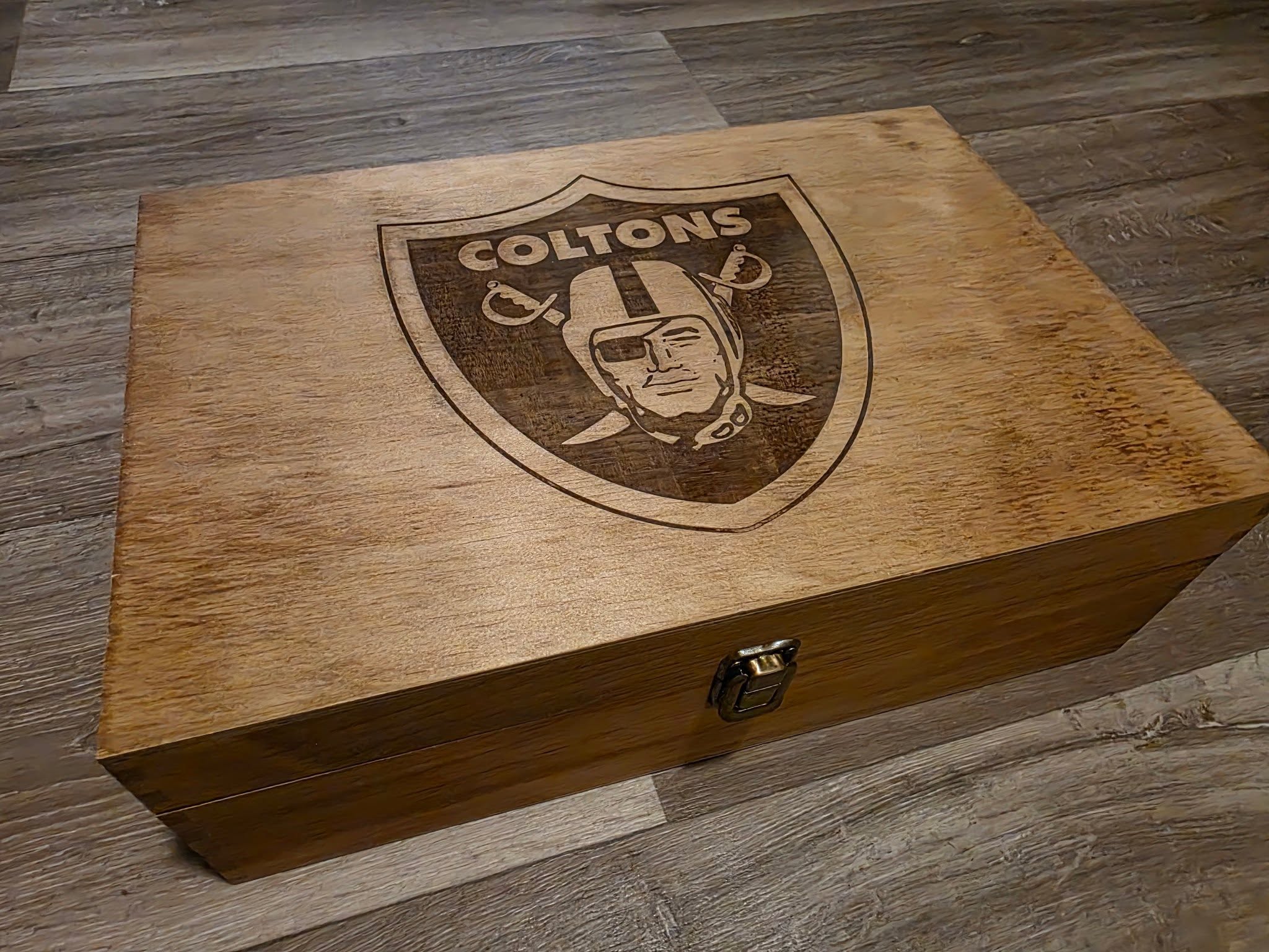 Laser-engraved wooden keepsake box