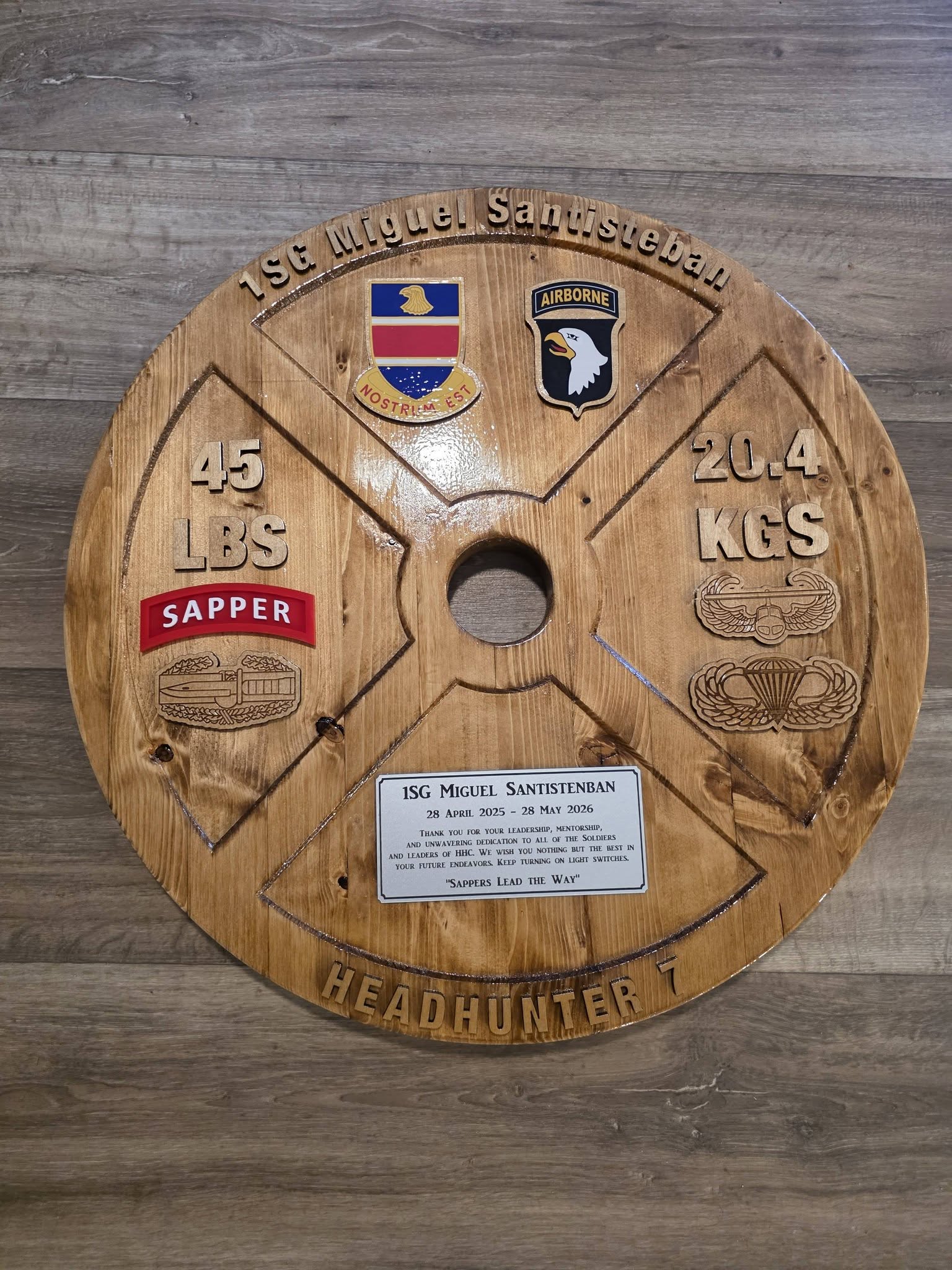 Custom weight plate award